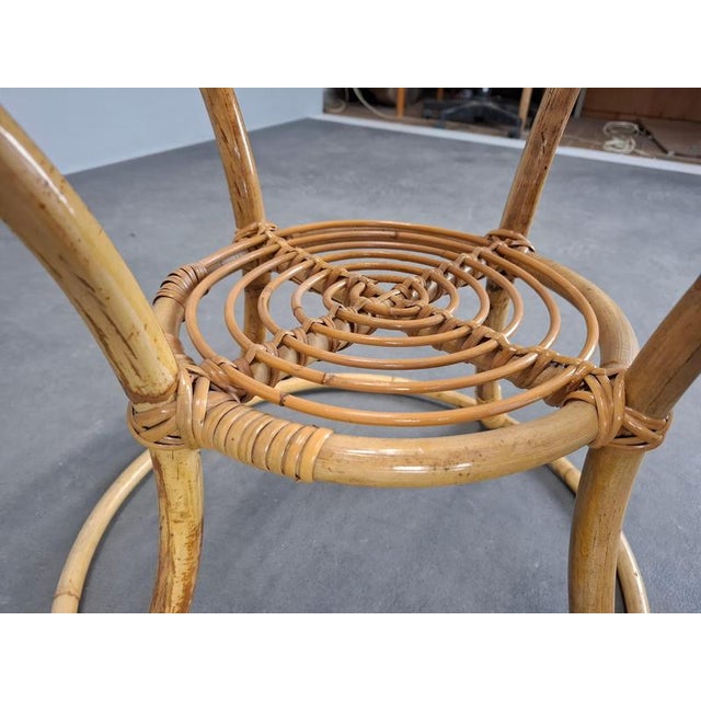 Mid-Century Rattan and Bamboo Side Table, Czechoslovakia, 1960s For Sale - Image 4 of 18