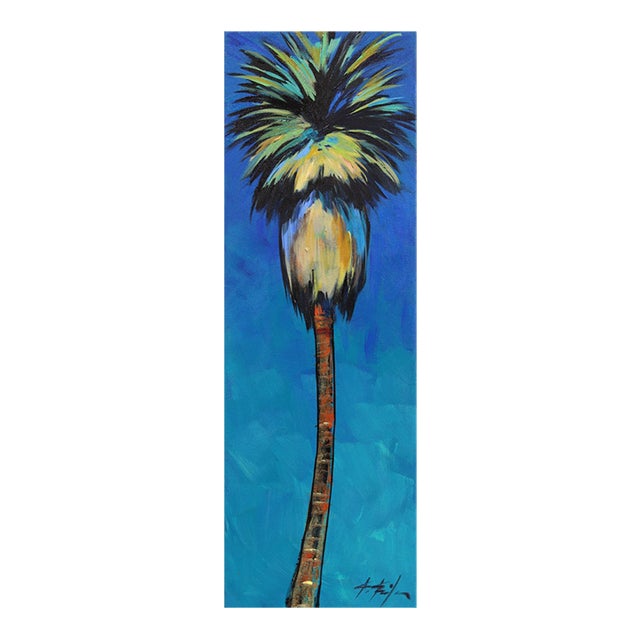 Electric Dream - Original Blue Palm Tree California Pop Art Acrylic Painting on Canvas by Kathleen Keifer For Sale
