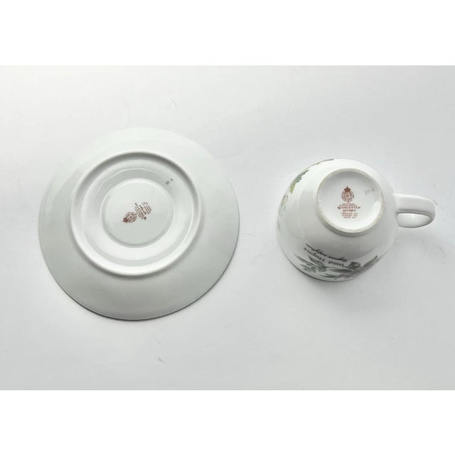 1990s 1990s Royal Worcester “Herbs” Set of 4 Porcelain Teacups & Saucers For Sale - Image 5 of 6
