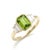 Refined and architectural, this stunning ring features a vibrant 7x5mm emerald-cut peridot, secured in a sleek, protective...