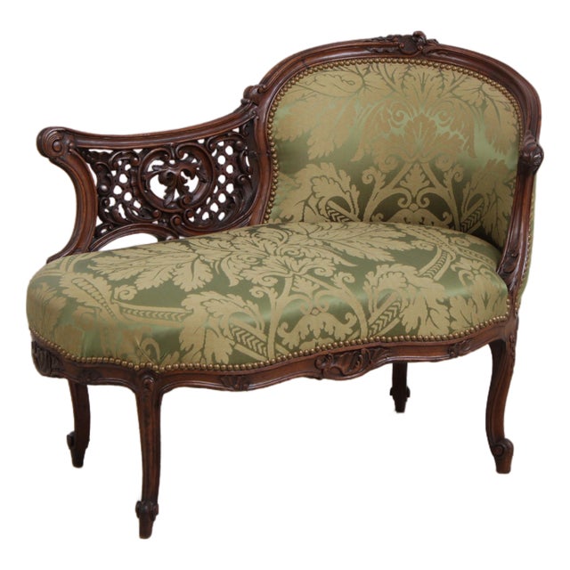 Vintage French Louis XV Style Small Chaise Lounge For Sale