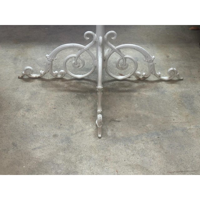 Vintage Brass Garment Stand With Ornate White-Painted Metal Base, 77” For Sale - Image 4 of 11