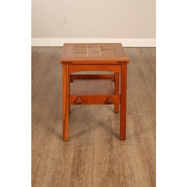 Stickley Mission Collection Pair Of Cherry Tile Top End Tables For Sale - Image 14 of 18
