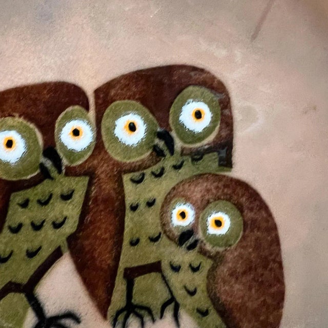 1960s 1960s Hand Crafted Enamel Owl Plate by Annemarie Davidson Sierra Madre, Ca For Sale - Image 5 of 12