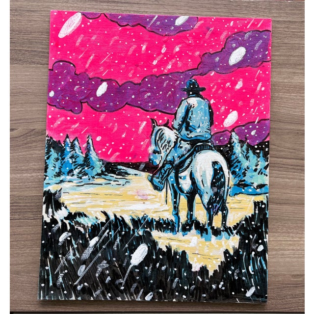 Illustration The Snow and the Rider Western Cowboy Painting by Joseph Christy For Sale - Image 3 of 3