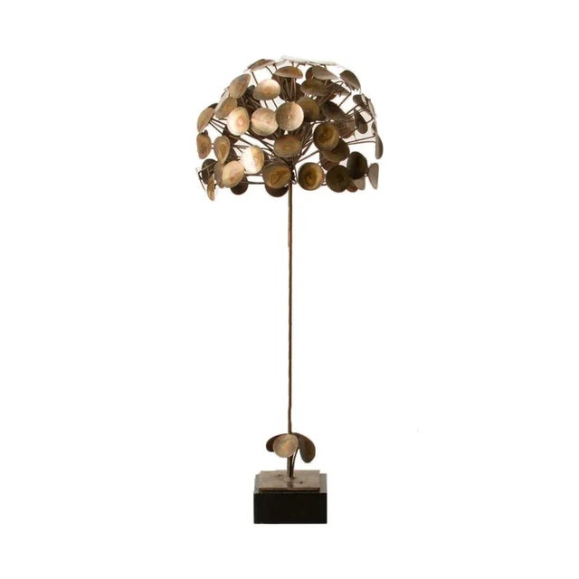 Metal Topiary Sculpture In The Manner of C.Jere in Patinated Brass and Copper Circa 1970 For Sale - Image 7 of 7