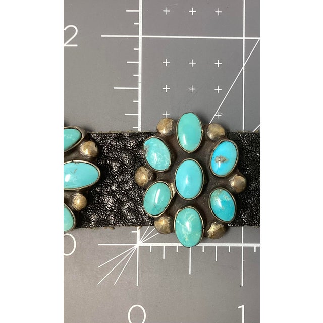 Stunning Vintage Navajo Concho Belt With Sleeping Beauty Turquoise For Sale - Image 4 of 5