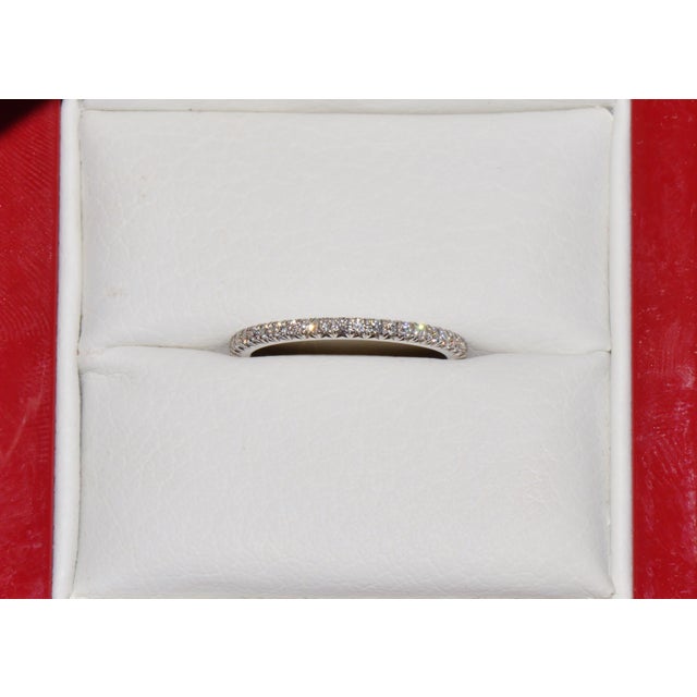 Metal Authentic James Allen 14k White Gold French Pavé Diamond Wedding Band Ring Size 5 For Sale - Image 7 of 12