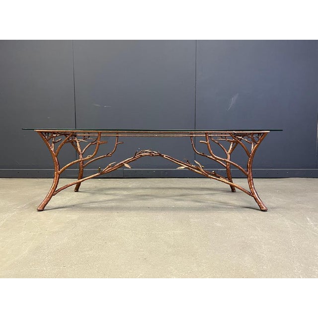 Vintage Hand Crafted Wrought Iron Tree Branches Cocktail Table with Glass, 1970s For Sale - Image 4 of 14