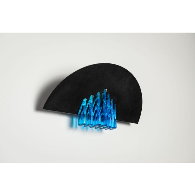 Wall Lamps with Black Frames and Blue Glass from AV Mazzega, 1980s, Set of 2 For Sale - Image 11 of 18