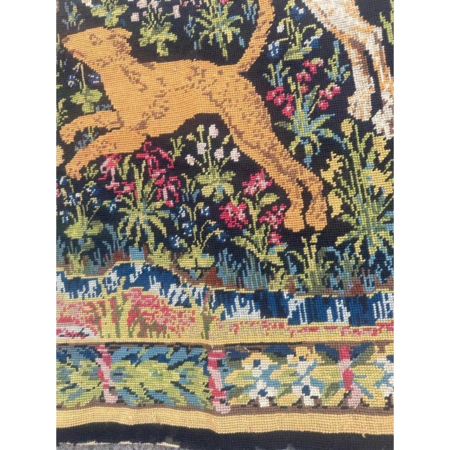 French Aubusson Style Needlepoint Tapestry with Medieval Design, 1970s For Sale - Image 13 of 18