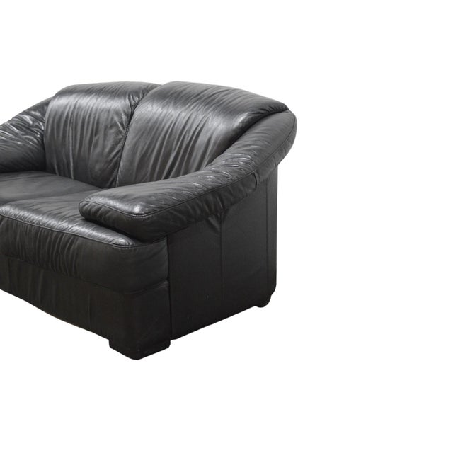 Late 20th Century Modernist Italian Leather Loveseat For Sale - Image 5 of 7