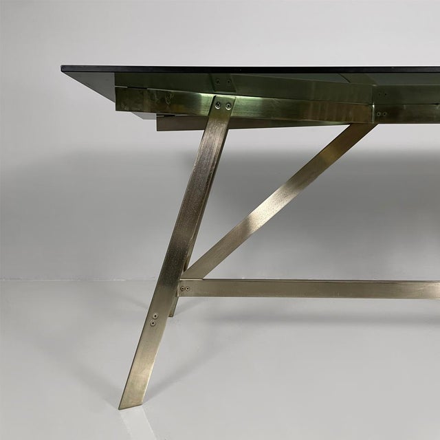 Italian Modern Dining Table in Smoked Glass and Steel from Formanova, 1970s For Sale - Image 15 of 18