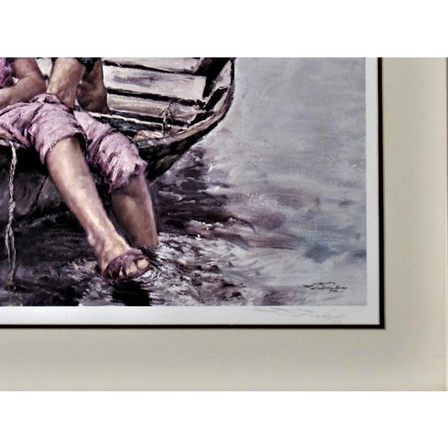 1970s Ming Wai, Children in a Boat, 1976 For Sale - Image 5 of 8