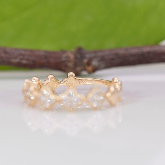 Diamond Band Ring With Earth-Mined Diamonds Accents in Solid 14k Gold, Size 6.75 For Sale - Image 9 of 9