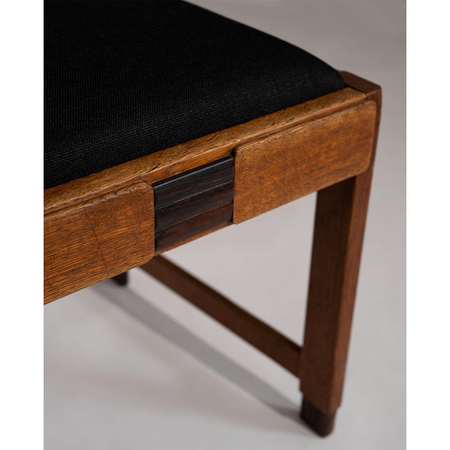 Vintage Amsterdam School Dining Chairs in Oak with Coromandel Details, 1920s, Set of 4 For Sale - Image 6 of 11