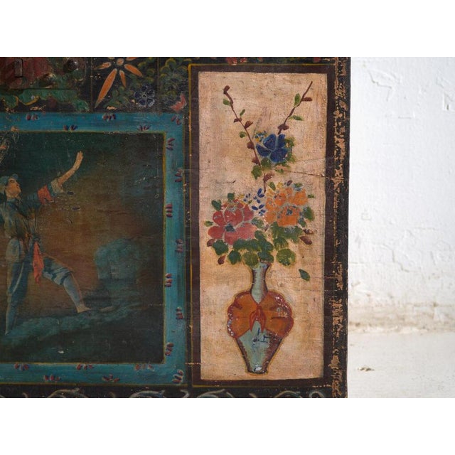 Wood Antique Chinese Painted Trunk For Sale - Image 7 of 12