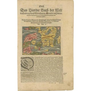 Antique Map of Denmark by Münster, 1588 For Sale