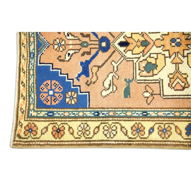 Tribal 1960s Pink & Blue Turkish Vintage Anatolian Rug 2'6" X 3'10" For Sale - Image 3 of 6