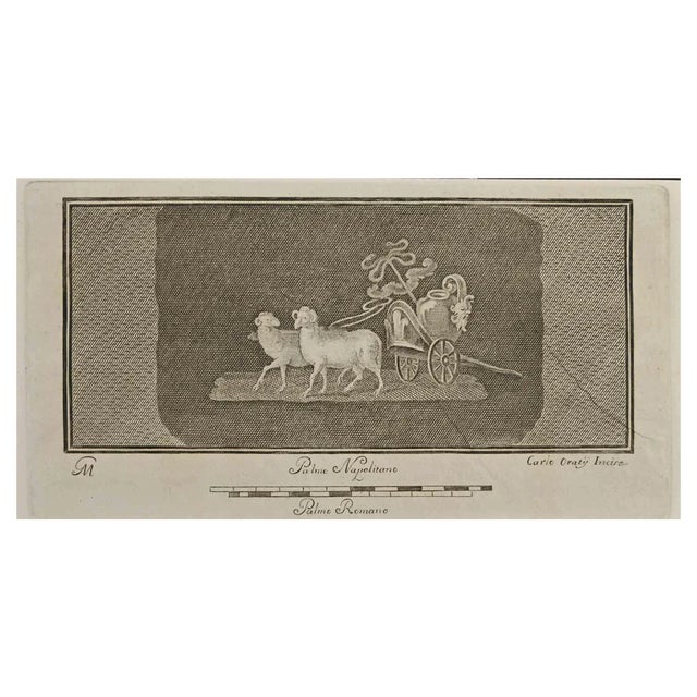 Carlo Oraty, Ram-Cart Fresco, Etching, 18th Century For Sale