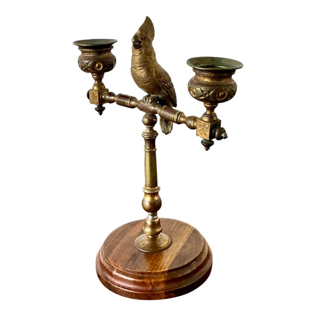 Vintage Boho Gilt Candlestick For Sale