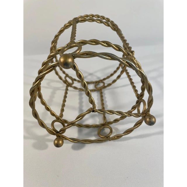 Vintage 1970s Gold Twisted Metal Wine Bottle Holder For Sale - Image 6 of 11