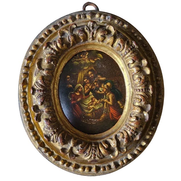 18th Century Italian Nativity Gouache Miniature, 1790s For Sale