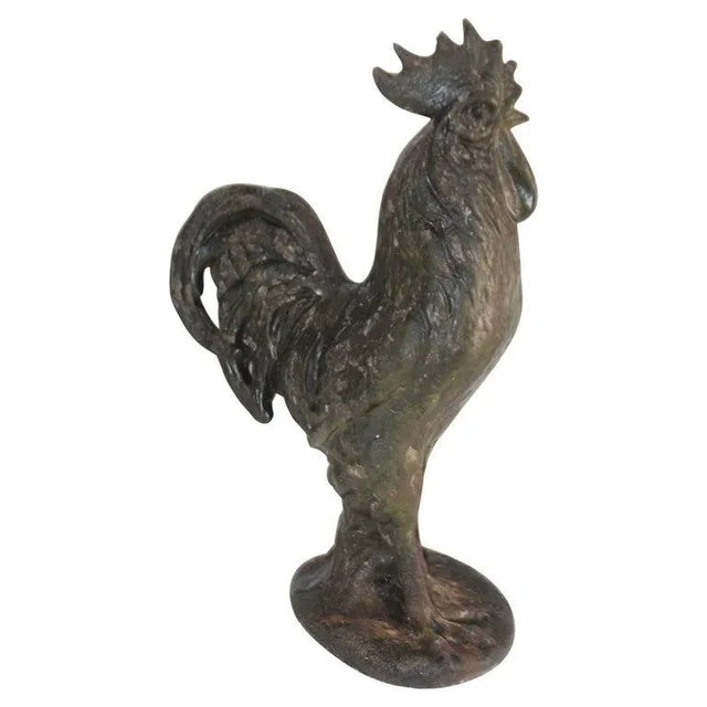 Brown 20th Century Painted Rooster Garden Ornament For Sale - Image 8 of 8