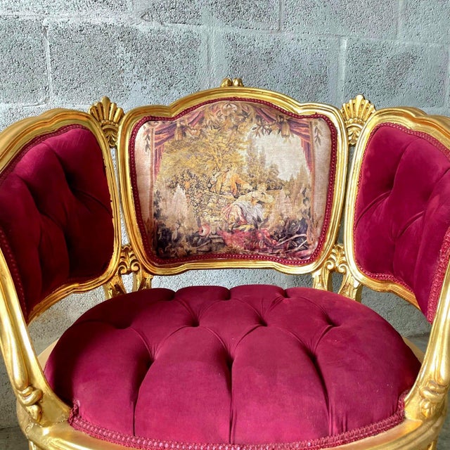 1990s 1990s Romantic Style Berry Red Bergere Wing Chair For Sale - Image 5 of 6