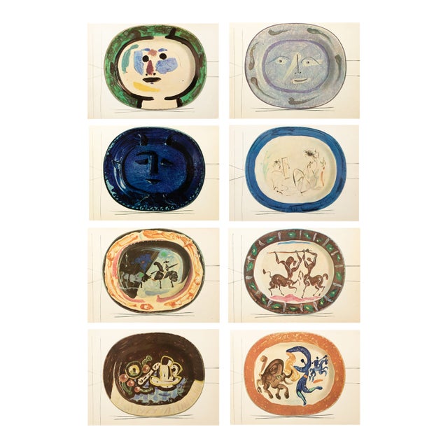 1955 Set of 8 Vintage Prints of Picasso's Ceramic Platters For Sale
