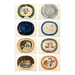 1955 Set of 8 Vintage Prints of Picasso's Ceramic Platters