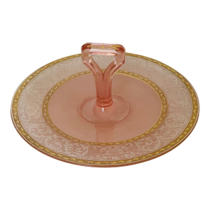Antique Moser Pink Gold Cake Plate