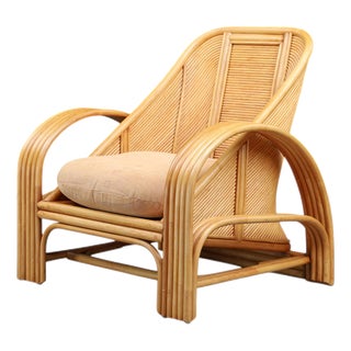 Vintage Italian Bamboo and Rattan Lounge Chair, Italy, 1970s For Sale