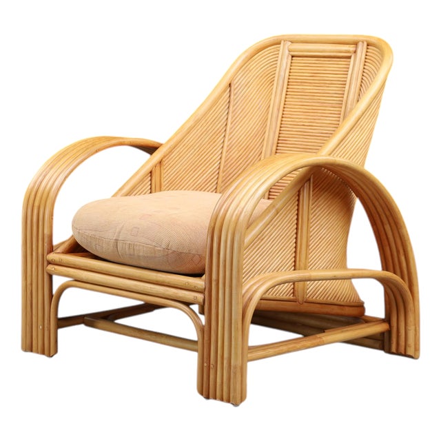 Vintage Italian Bamboo and Rattan Lounge Chair, Italy, 1970s For Sale