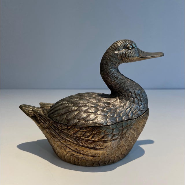 1970s Silver-plated ice bucket depicting a duck by Mauro Manetti For Sale - Image 12 of 12