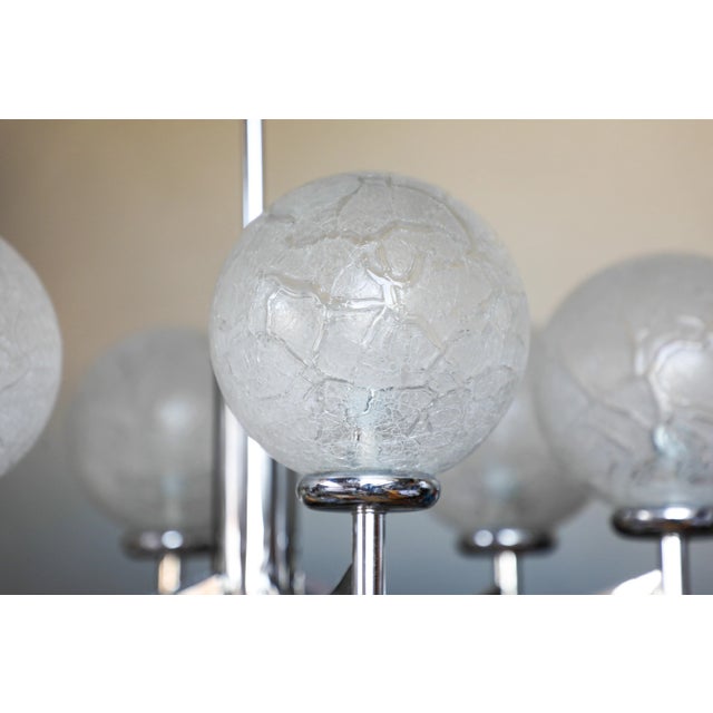 Mid-Century Modern Vintage German Chrome and Glass Chandelier, 1970s For Sale - Image 3 of 13