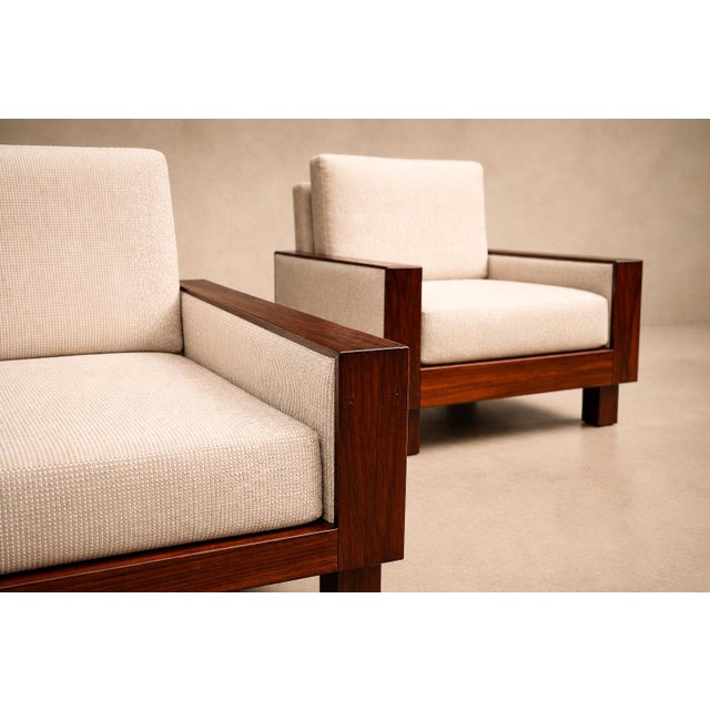 Wood Brazilian Modern Armchairs in Rosewood & Textured Bouclé-Weave Upholstery by Celina, 1960s For Sale - Image 7 of 18