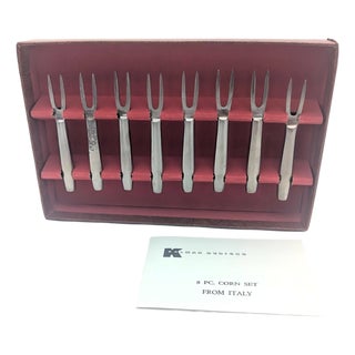 Vintage Kalmar Stainless Steel Corn Holders, Boxed Set of 8 For Sale