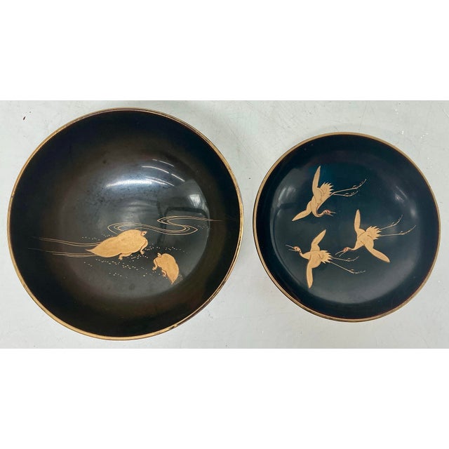 Black Antique Japanese Gold Decorated Maki-E Laquer Bowl With Lid For Sale - Image 8 of 12
