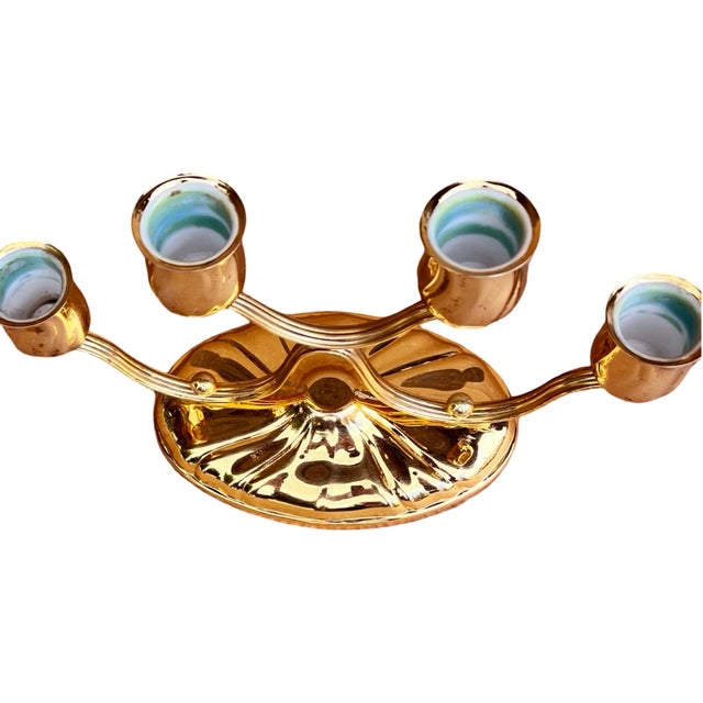 Four-Light, Gold-Plated Table Candlestick, Germany, 1940s. For Sale - Image 9 of 12