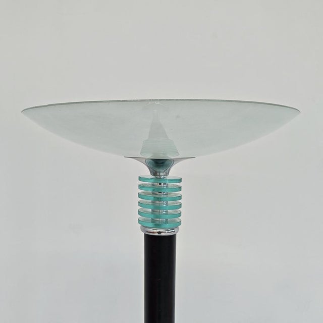 French Art Deco Floor Lamp in Satin Glass, 1920s, in Good conditions. Designed 1920 to 1949 European Plug (up to 250V).The...