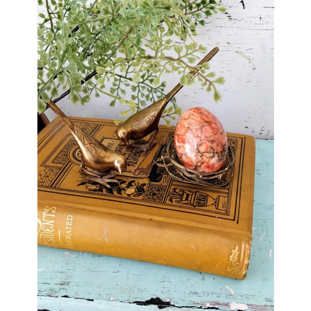 Italian Alabaster Orange Stone Egg. For Sale - Image 4 of 5