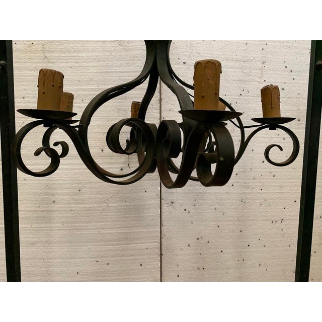 Louis XV Style Wrought Iron 6-Light Chandelier, 20th Century For Sale - Image 3 of 7