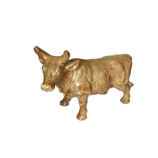 Rustic Vintage Large Ceramic Bull Statue Statue Wall Street For Sale - Image 3 of 7