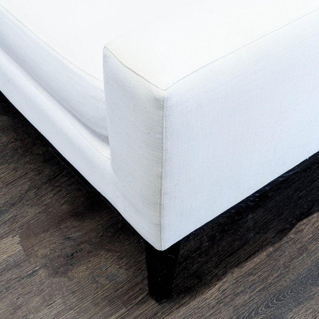 Textile Restoration Hardware Italia Modern 3-Seat White Sofa With Clean Lines and Bronze Legs For Sale - Image 7 of 7