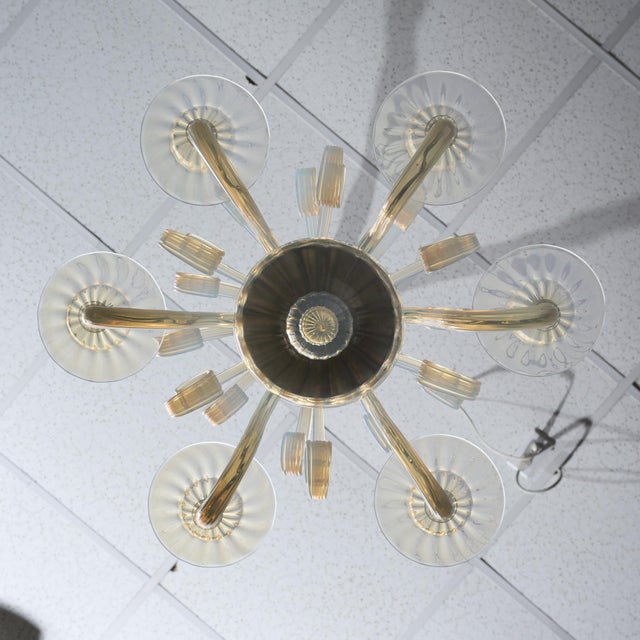 Classic Venetian Glass Chandelier, Iridescent, Murano, Italy For Sale - Image 9 of 9