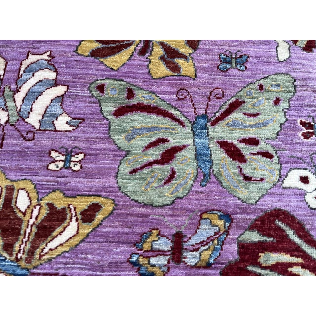 Purple Qashqai Butterfly Design Runner, Lilac Purple, 2'9" X 9'7" For Sale - Image 8 of 12