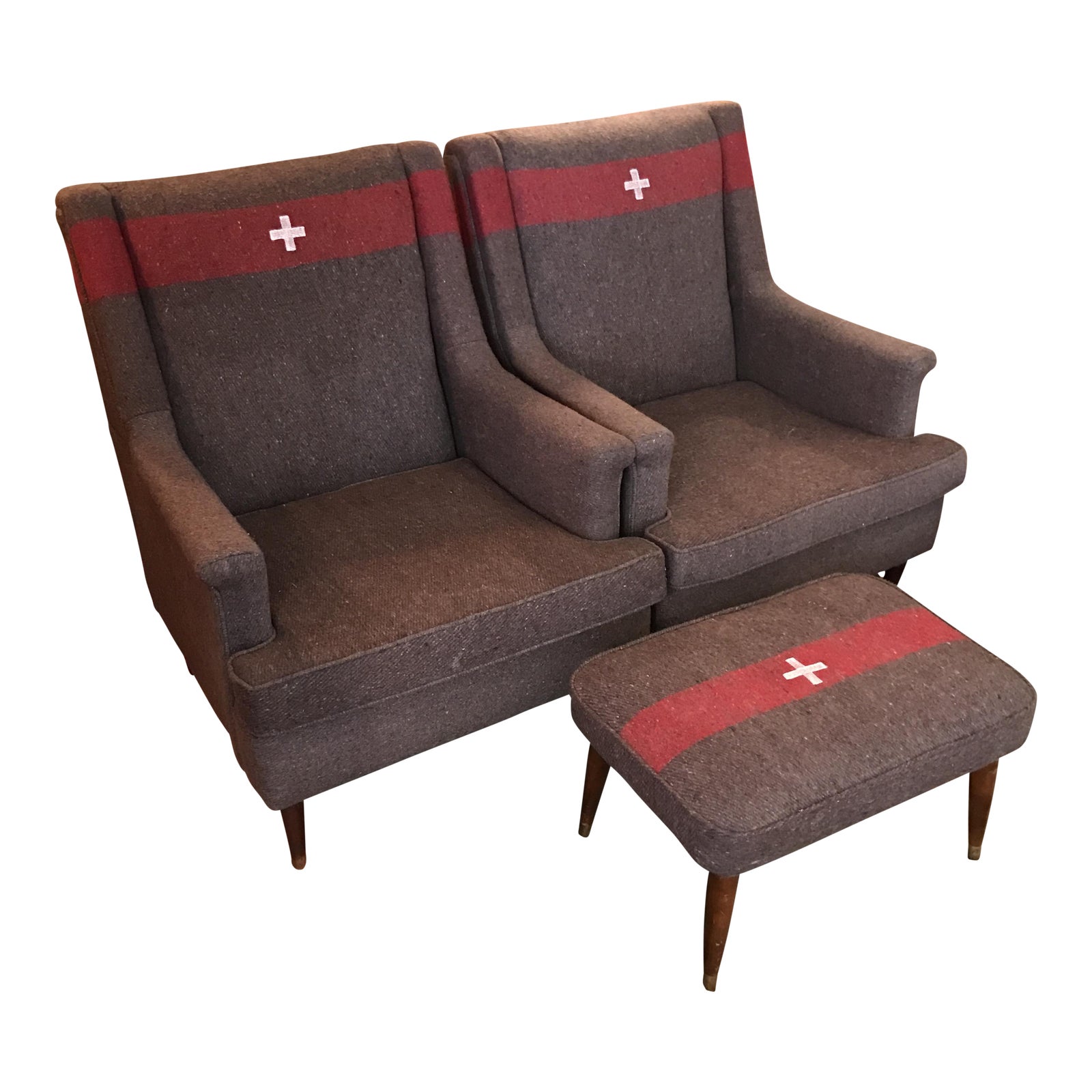 Swiss Army Blanket Upholstered Chairs A Pair Chairish