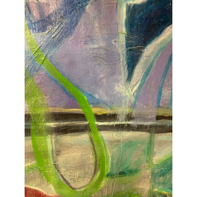 Textile Large Vintage Contemporary Abstract Oil Painting 50 X48 For Sale - Image 7 of 18