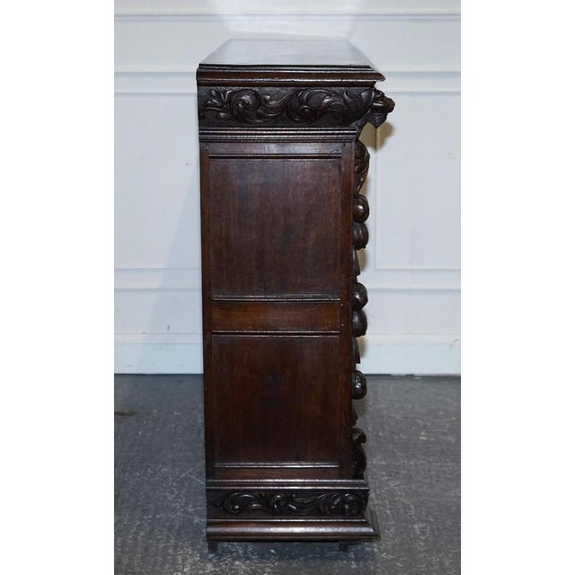 Antique Oak Greenman & Lionheads Dwarf Open Bookcase, 1880 For Sale - Image 14 of 17
